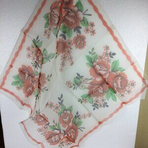 Vintage Large scarf 100% nylon square Flowers